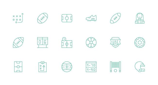 Minimal Line Icons from Football Set with 18 Vectors Simplified Icon Pack for Visual Tools