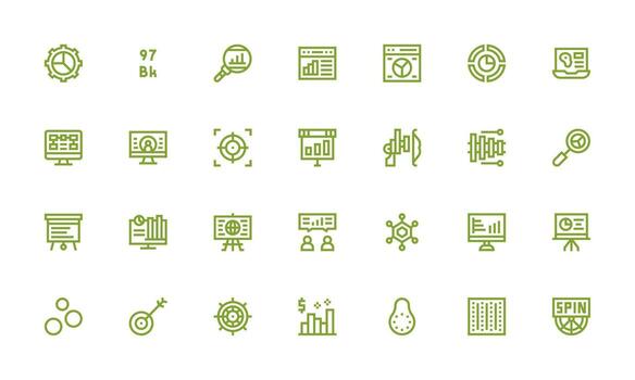 Data Visualization Icon Collection with 28 Bold Line Designs Fully Editable Icon Set for Web vector