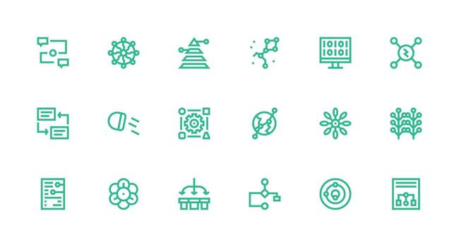 Strong Stroke Line Icons from Data Flow Set with 18 Vectors Scalable Icons for Cross-Platform Interfaces