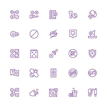 No featuring 25 Icons in Medium Stroke Outline Design Balanced Icon Set for Functional Design vector