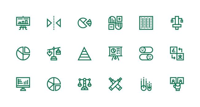 Comparison Icon Collection with 18 Strong Stroke Line Designs Fully Editable Icon Set for Web vector