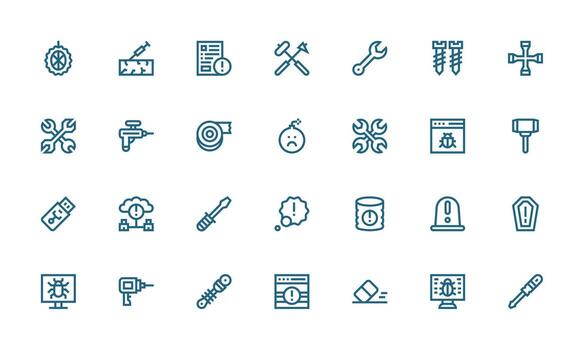 Fix Design Icons featuring 28 in Bold Line Style Reusable Icon Set vector
