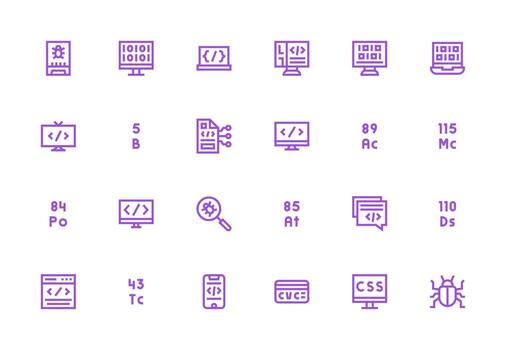 código conjunto con 24 grueso línea línea íconos ui y ux enfocado icono colección vector