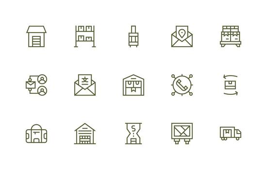 15 saliente íconos en regular línea estético claro y conciso icono conjunto colección vector