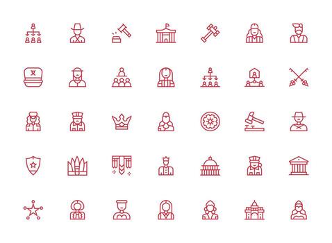 Authority Visual Pack containing 35 Regular Clean Line Icons UI and UX Focused Icon Collection vector