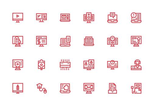 Thick Line Line Style Computer Icons with 24 Vectors Basic Icon Series