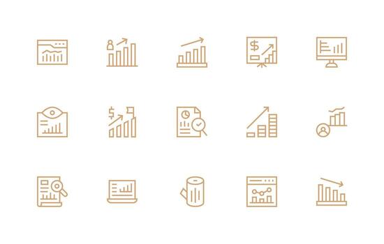 Regular Line Icons from Bar Chart Set with 15 Vectors Core Icon Collection for Daily Tasks