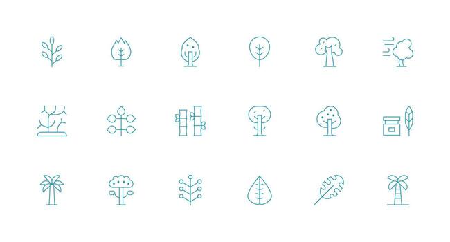 Tree Visual Pack containing 18 Minimal Line Icons Pixel Perfect Icon Set vector