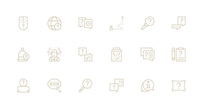 18 Icons for Question Mark in Minimal Line Format Icon Pack for UI vector