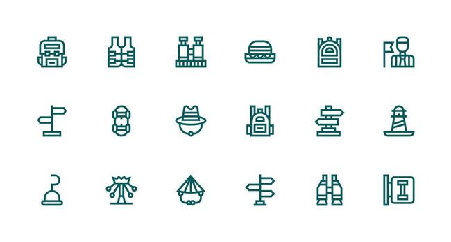 Tourist Set with 18 Strong Stroke Line Icons Flexible Icon System for Web Interfaces vector