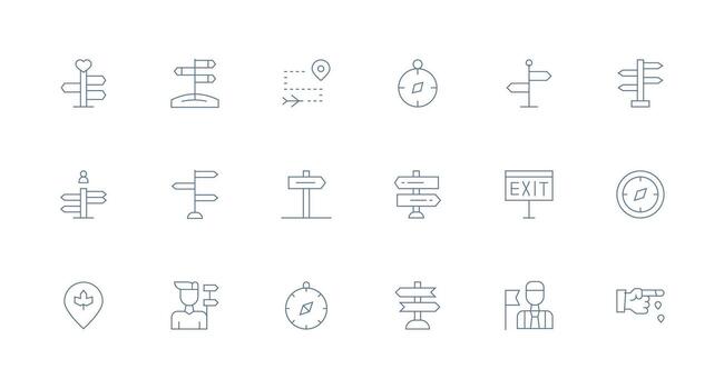 18 Minimal Line Vectors for Wayfinding Theme Professional Icon Pack for Development Work