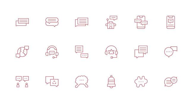 mínimo línea íconos desde charla conjunto con 18 vectores ligero icono serie