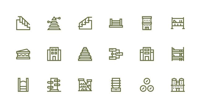 multi nivel diseño íconos presentando 18 en fuerte carrera línea estilo tablero icono serie vector