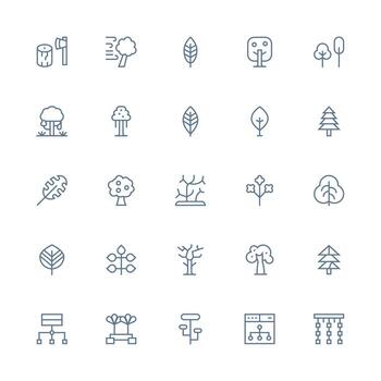 25 Medium Stroke Outline Icons for Tree Graphics Customizable Icon Series for Mobile Screens vector