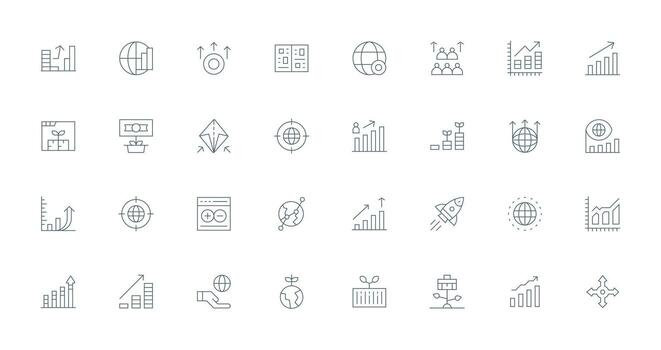 Thin Line Style Expansion Icons with 32 Vectors Icons Built for Visual Consistency Pack