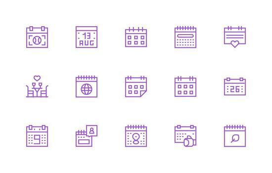 Regular Line Icons from Date Set with 15 Vectors Scalable Icons for All Themes