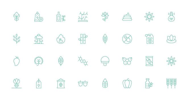 Organic Design Icons featuring 32 in Thin Line Style Icons Built for Visual Consistency Pack vector