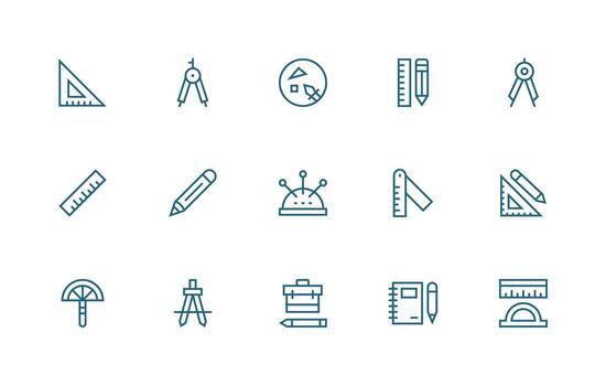 15 regular línea íconos para redacción gráficos listo para la interfaz de usuario icono colección vector