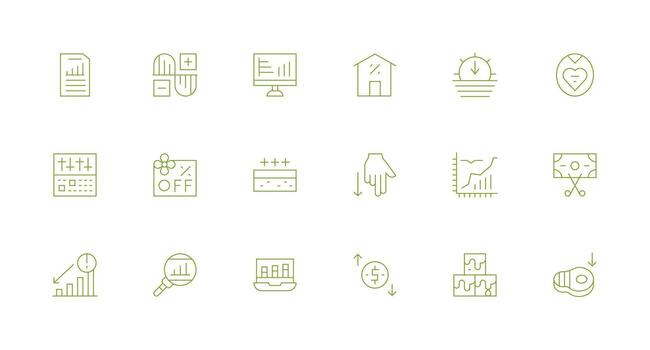 18 Minimal Line Style Icons from Decrease Collection Smart Icon Collection vector