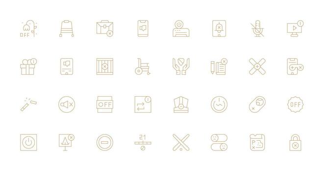 32 Delgado línea íconos para inhabilitar gráficos tablero icono serie vector