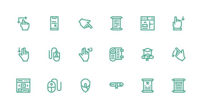 18 íconos para Desplazarse en fuerte carrera línea formato moderno línea y glifo icono serie vector