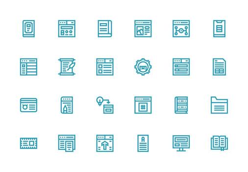 Thick Line Line Style Content Management Icons with 24 Vectors User Interface Icons for Digital Products