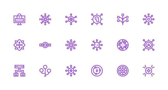 Strong Stroke Line Style Hub Icons with 18 Vectors Sharp Icons for Presentations