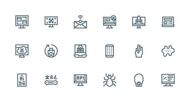 Strong Stroke Line Icons from Software Set with 18 Vectors Dashboard Icon Series