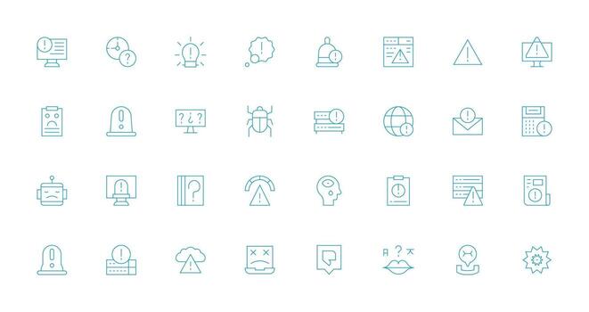 32 Thin Line Icons for Issue Graphics Icon Pack for Various Themes vector