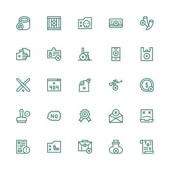 25 Medium Stroke Outline Icons for Invalid Graphics Basic Icon Series vector