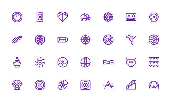 geométrico icono conjunto con 28 negrita línea gráficos interfaz icono colección vector