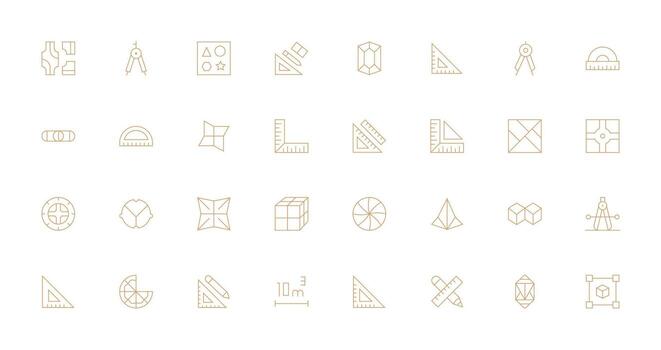 32 Delgado línea íconos para geometría gráficos bien estructurado íconos para creativo utilizar vector