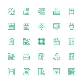 Organized featuring 25 Icons in Medium Stroke Outline Design Well-Structured Icons for Creative Use vector