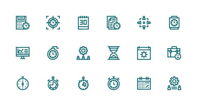 proyecto administración icono colección con 18 fuerte carrera línea diseños pulcramente diseñado íconos para web plataformas vector