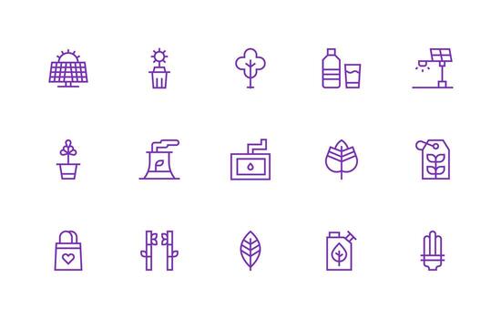 EcoFriendly Set with 15 Regular Line Icons Basic Icon Series vector