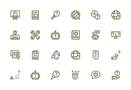 Troubleshooting Icon Collection with 24 Thick Line Line Designs Layout Icon Collection vector