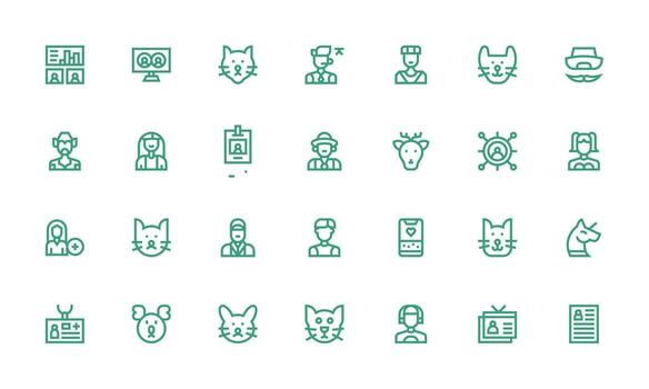 28 íconos para perfil en negrita línea formato web icono colección vector