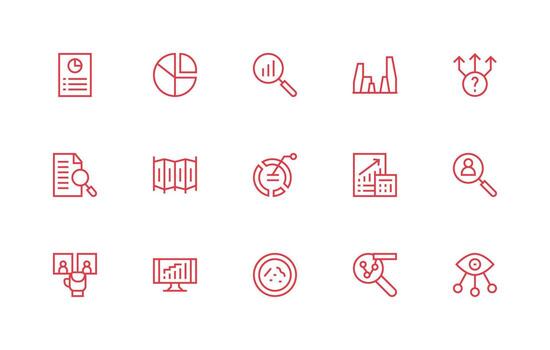15 Regular Line Style Icons from Data Analysis Collection Interface Icon Collection vector