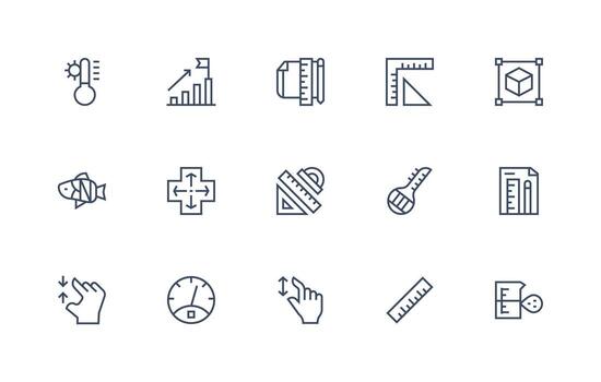 15 Regular Line Designs for Scale Icons Clear and Concise Icon Set Collection vector