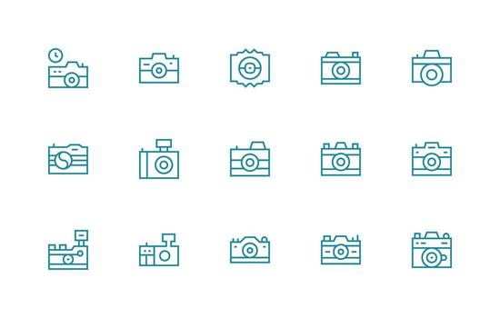 Snapshot Design Icons featuring 15 in Regular Line Style Layout Icon Collection vector