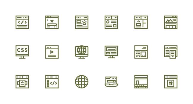 Strong Stroke Line Icons from Browser Set with 18 Vectors Multi-Style Icon Collection