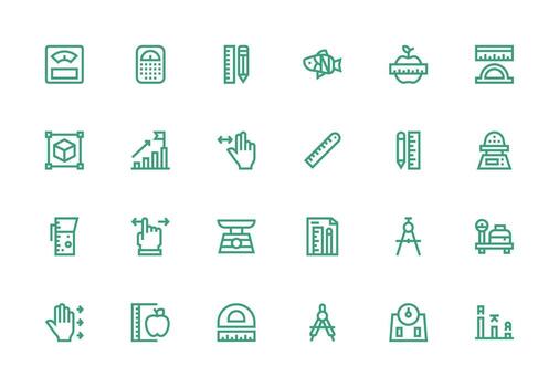 Thick Line Line Icons from Scale Set with 24 Vectors Complete Icon Bundle for Web Design