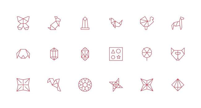 polígono presentando 18 íconos en mínimo línea diseño sensible icono conjunto para flexible diseños vector