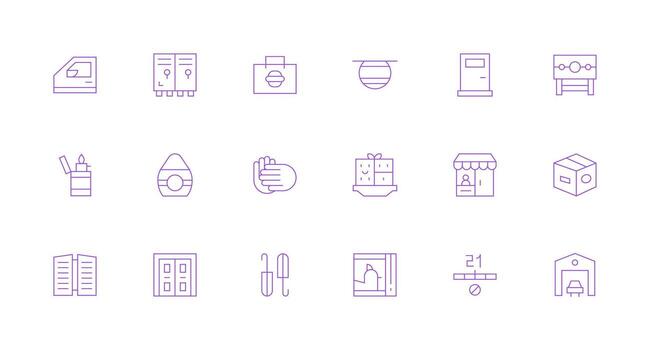 Closed Set with 18 Minimal Line Icons Neatly Designed Icons for Web Platforms vector