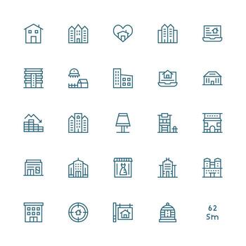 25 Icons for Housing in Medium Stroke Outline Format Quick Access Icons for UI Development vector