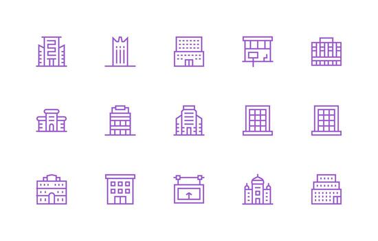 Modern Building Set with 15 Regular Line Icons Interface Icon Collection for Daily Projects vector