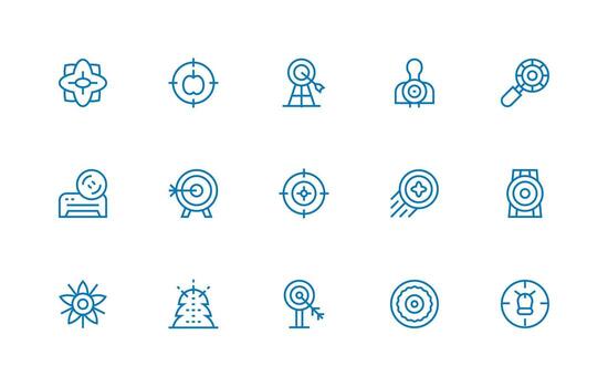 Aim Icon Set with 15 Regular Line Graphics Quick Access Icons for UI Development vector