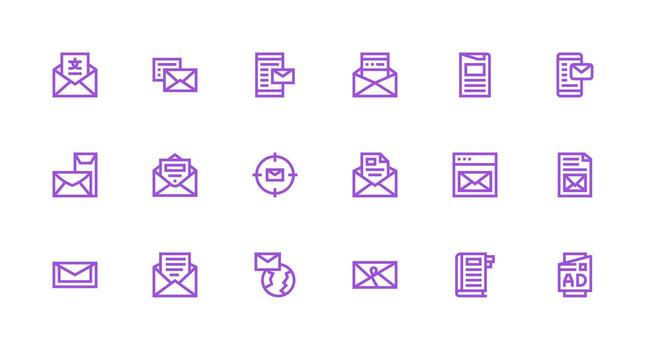 18 Icons for Newsletter in Strong Stroke Line Format Scalable Icon Pack vector