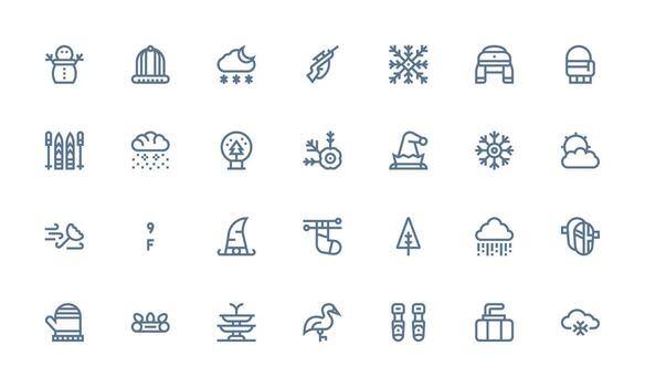 28 Bold Line Style Icons from Winter Collection Fully Editable Icon Set for Web vector