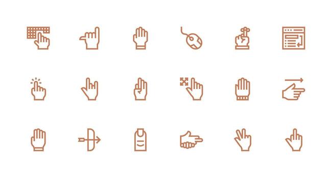 cursor icono colección con 18 fuerte carrera línea diseños completar icono conjunto para móvil aplicaciones vector